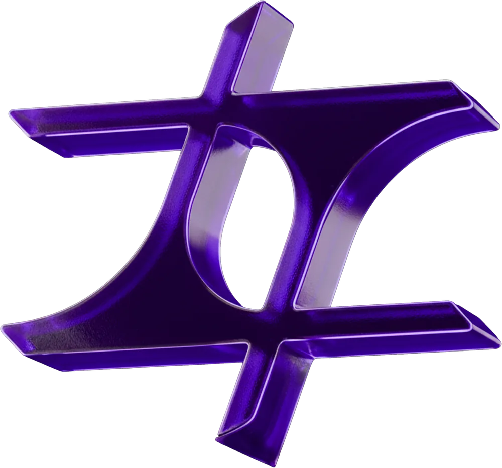 Símbolo tridimensional da Zind em roxo